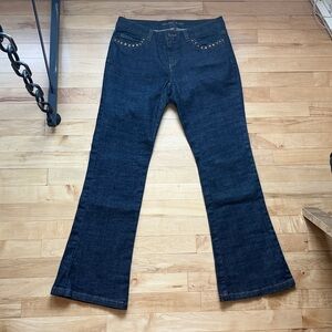 Michael Kors Dark Blue Flare Jeans with Studded Detail